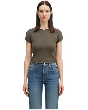 OTTOLINGER Tops ,Groen ,Linnen Gedekonstrueerd Linnen T-Shirt - Blauw