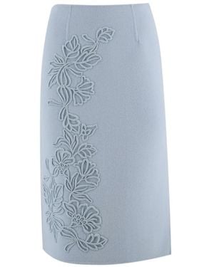 Ermanno Scervino Bloemen Wol Rok - Blauw