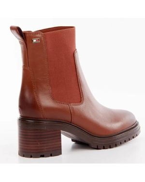 Tommy Hilfiger Chelsea Bruin Leren Enkellaarzen