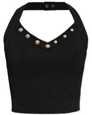 Balmain Ärmelloses Crop-Top - Schwarz