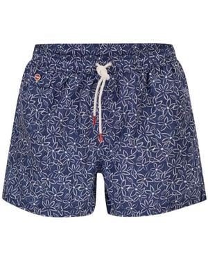 Kiton Badeshorts Mit Blumenprint - Blau