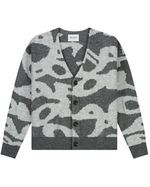 OLAF HUSSEIN Wavy Drift Gestrickte Strickjacke Grau