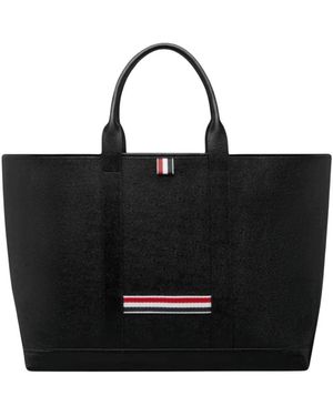 Thom Browne Tassen ,Zwart ,Leer Pebble Grain Leather Medium Tool Tote Bag