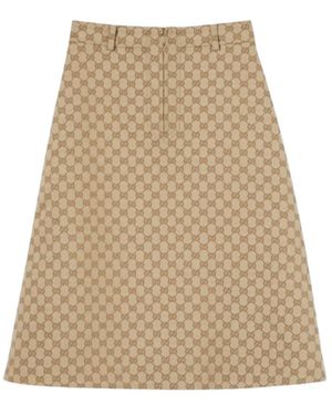 Gucci Rokken ,Katoen Gg Katoenen Canvas Stoffen Rok - Naturel