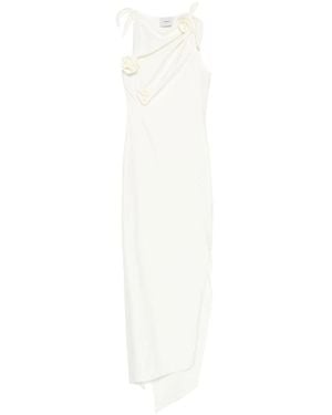 Coperni Kleedjes ,Wit ,Nylon Asymmetrische Maxi-Jurk Met Bloem