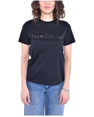 Weekend by Maxmara Besticktes Jersey T-Shirt Mit Schmetterlingslogo - Blau