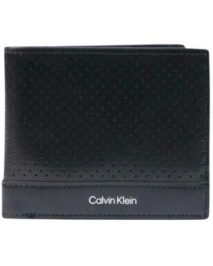Calvin Klein Accessoires ,Zwart ,Leer Perforated Billfold
