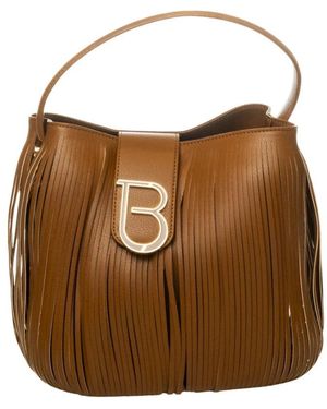 Tosca Blu Tassen ,Bruin ,Leer Leren Handtas Met Franjes En Afneembare Crossbodyband