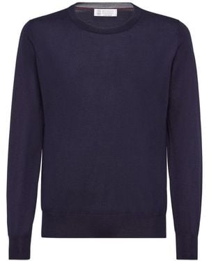 Brunello Cucinelli Round-Neck Knitwear - Blue
