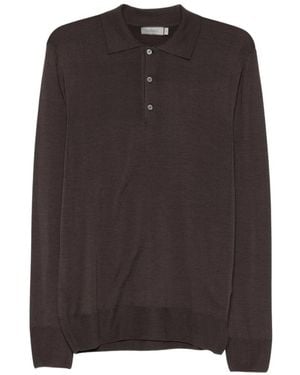 Canali Tops ,Bruin ,Wol Travel Wool Knit Polo
