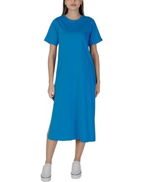 B.Young Blaues Baumwoll Midi Kleid