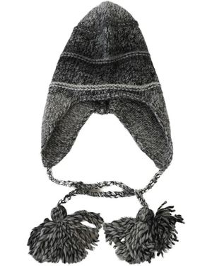 Dolce & Gabbana Cappello beanie grigio caldo con paraorecchie in pile - Nero