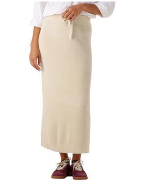 Simplee Knit-Feather-Met-25-3 Maxi Rock - Natur