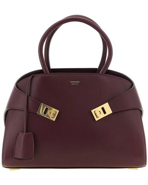 Ferragamo Gancini Lock Top Handle Bag - Paars