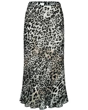 Riani Midi Rok Met Leo Print - Zwart