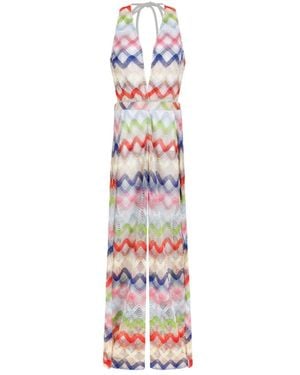 Missoni Jumpsuits & Playsuits ,Veelkleurig ,Zigzag Gebreide Maxijurk - Wit