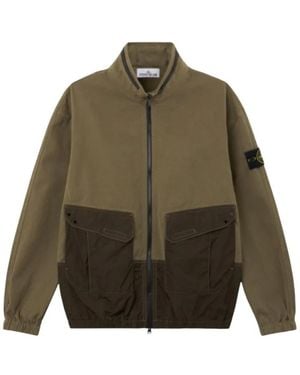 Stone Island Jassen ,Groen ,Katoen Panama Katoenen Overshirt