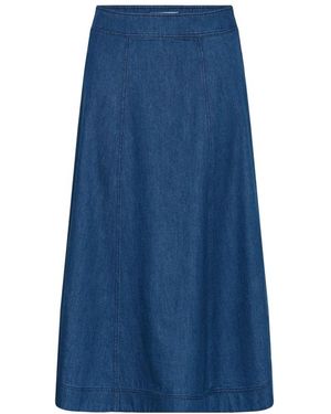 Part Two Denim Midi Rock - Blau