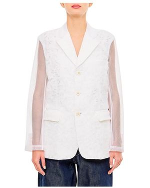 Comme des Garçons Jassen ,Wit ,Wit Button-Up Jasje Met Klepzakken