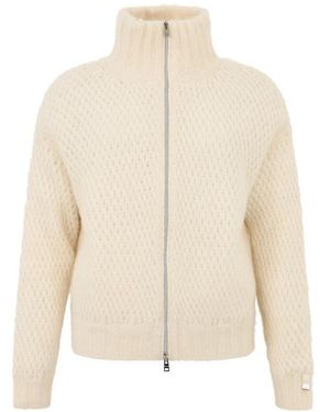 Herno Truien & Vesten ,Wol Cardigan Met Rits En Kraag - Naturel