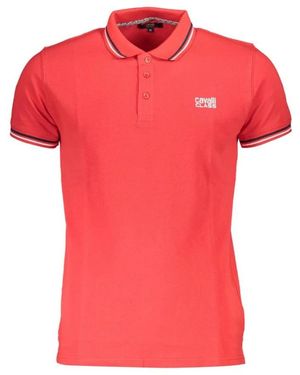 Roberto Cavalli Tops ,Rood ,Katoen Rode Katoenen Poloshirt Met Uniek Print