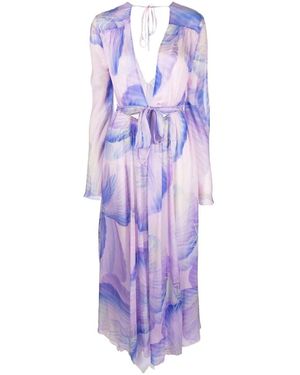 forte_forte Floral-Print Silk Dress - Purple