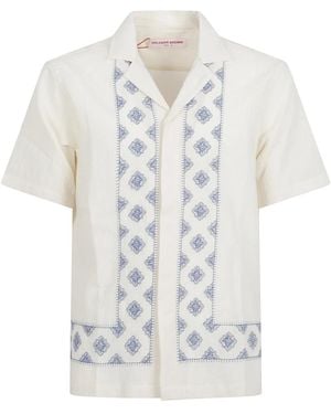 Orlebar Brown Carnival Borduur Camp Collar Shirt - Wit