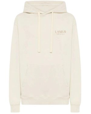 Laneus Hoodies & Sweatvesten ,Katoen Print Hooded Sweatshirt - Wit