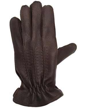 Orciani Drummed Leather Gloves - Bruin
