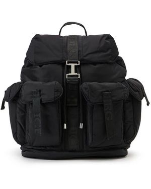Iceberg Schwarzer Weicher Nylonrucksack Mit Personalisierten Bändern Und Logoschnalle