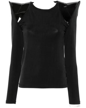 Junya Watanabe T-Shirt Mit Skulpturalen Schultern Und Patent-Einsätzen - Schwarz