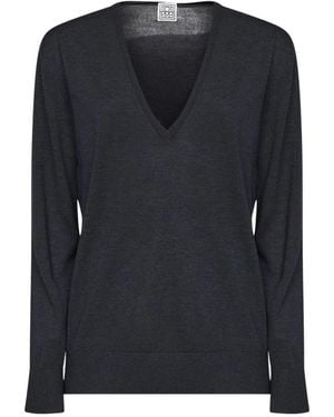 TOTEME V-Neck Knitwear - Noir