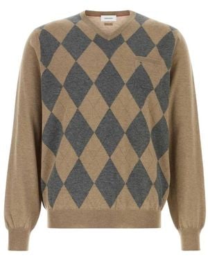 Ferragamo V-Neck Knitwear - Grey