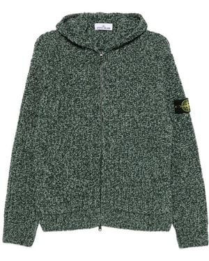 Stone Island Truien & Vesten ,Groen ,Katoen Mouliné Katoenen Chenille Rits Hoodie