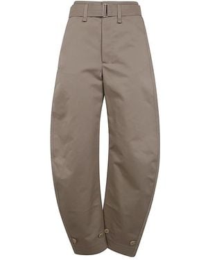 Lemaire Broeken ,Katoen Geknoopte Tapered Broek - Bruin