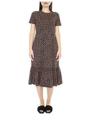 Barbour Kleedjes ,Veelkleurig ,Katoen Midi Jurk - Bruin