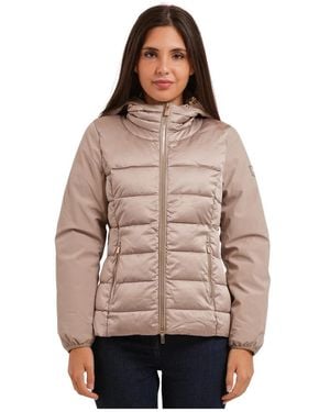 Yes-Zee Jassen ,Polyester J045 M500 Korte Gewatteerde Jas - Bruin