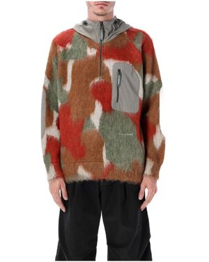 and wander 59 Shaggy Knit Hoodie - Rot