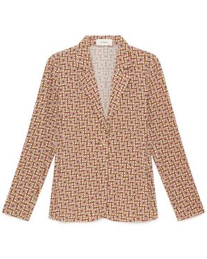 Maliparmi Jassen ,Bruin ,Leer Mini Mouliné Jacket - Naturel