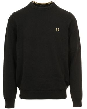 Fred Perry Truien & Vesten ,Zwart ,Katoen Klassieke Ronde Hals Trui