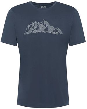 Jack Wolfskin Fitness ,Blauw ,Wol Peak Graphic T