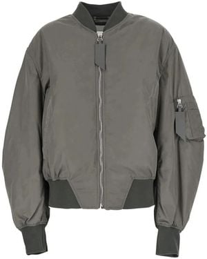 The Attico Grijze Zip Outerwear Met Ribgegevens - Grijs