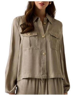 Guess Overhemden ,Bruin ,Dalia Fluid Crop Shi - Groen