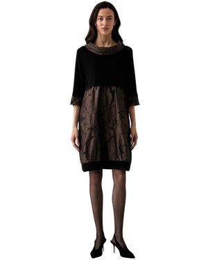 Joseph Ribkoff Kleedjes ,Bruin ,Polyester Jacquard Memory & Silky Knit Cocoon Jurk - Zwart
