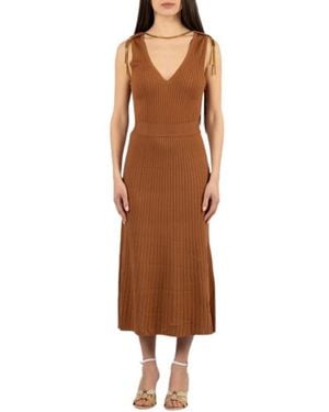 Elisabetta Franchi Knitted Dresses - Brown