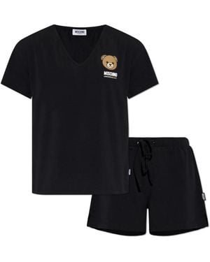 Moschino Zweiteiliger Pyjama Mit Logo - Schwarz
