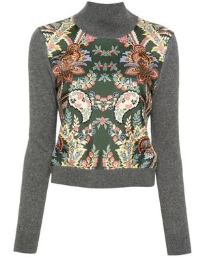 Etro Truien & Vesten ,Veelkleurig ,Wol Trui Met Paisley-Print - Groen