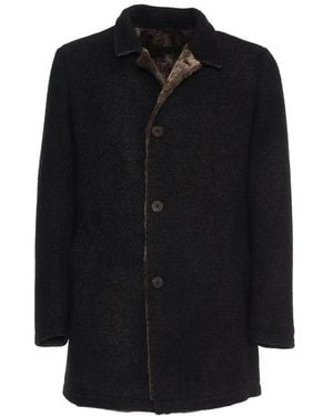 Gimo's Stilvoller wollmantel in grau/blau - Schwarz