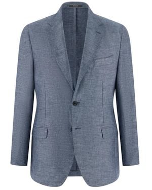 BOGGI Jassen ,Blauw ,Linnen Twill Linnen Blazer