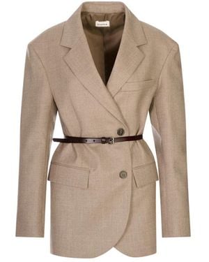 P.A.R.O.S.H. Jassen ,Leer Ludy D420475 Jas - Naturel
